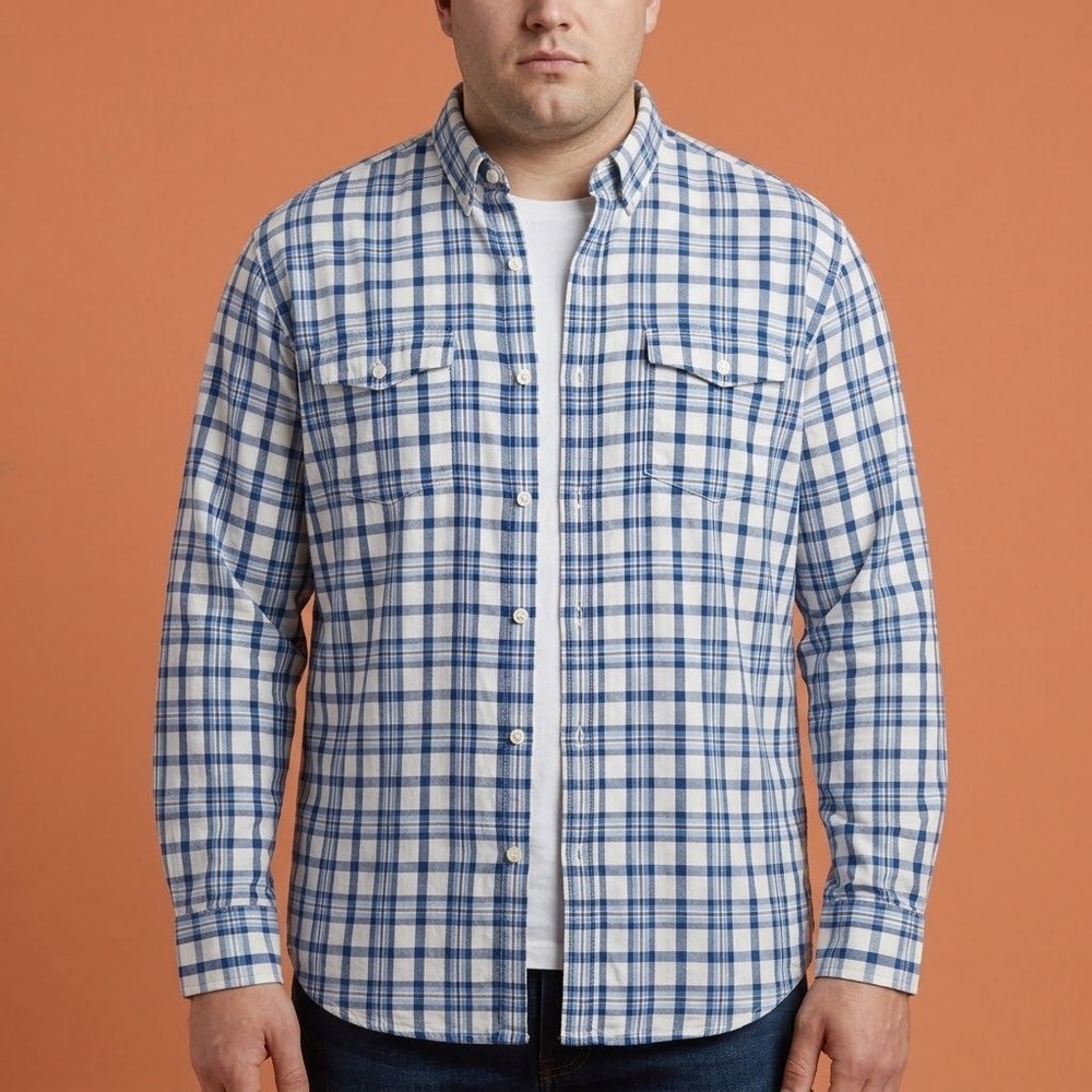 Tommy Hilfiger Vintage Plaid Long Sleeve Button Shirt Mens XL Blue Cotton EUC